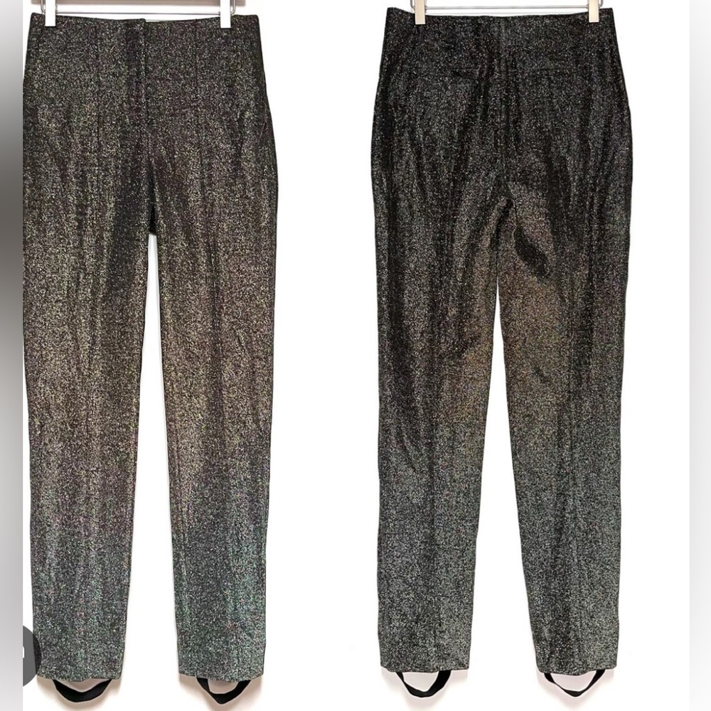 DIANE VON FURSTENBERG HIGH WAISTED PLEAT FRONT STIRRUP SHIMMER PANTS SIZE 6